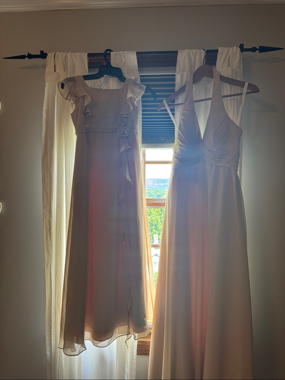 Azazie Ivory Halter & Ruffle Strap Bridesmaid Dresses (Set)